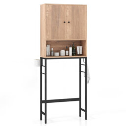 Costway Over The Toilet Storage Shelf Freestanding Bathroom Cabinet W/ 2 Doors - thumbnail 2