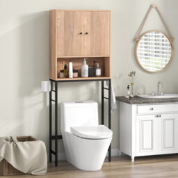 Costway Over The Toilet Storage Shelf Freestanding Bathroom Cabinet W/ 2 Doors - thumbnail 1