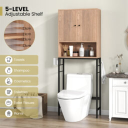 Costway Over The Toilet Storage Shelf Freestanding Bathroom Cabinet W/ 2 Doors - thumbnail 6