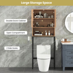 Costway Over The Toilet Storage Shelf Freestanding Bathroom Cabinet W/ 2 Doors - thumbnail 5