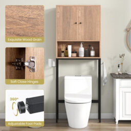 Costway Over The Toilet Storage Shelf Freestanding Bathroom Cabinet W/ 2 Doors - thumbnail 9