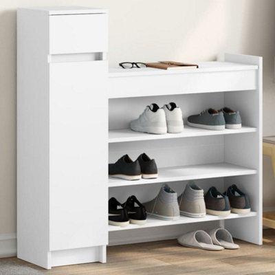 Walplus Shoe Cabinet White 100.5X28X100 Cm Engineered Wood - image 1