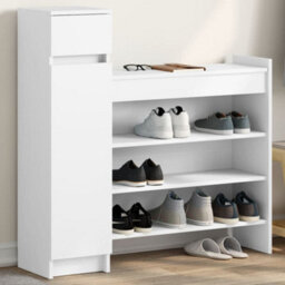 Walplus Shoe Cabinet White 100.5X28X100 Cm Engineered Wood - thumbnail 1