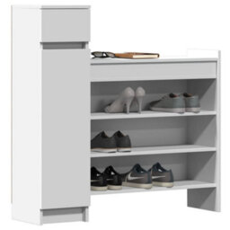 Walplus Shoe Cabinet White 100.5X28X100 Cm Engineered Wood - thumbnail 4