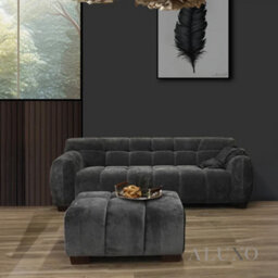 Aluxo Harlem 3 Seater Boucle Sofa Grey Steel Velvet Deep Stitch 5 Year Warranty - thumbnail 2