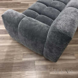 Aluxo Harlem 3 Seater Boucle Sofa Grey Steel Velvet Deep Stitch 5 Year Warranty - thumbnail 3