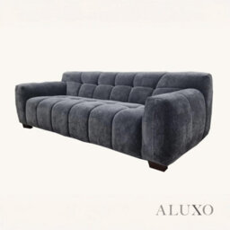 Aluxo Harlem 3 Seater Boucle Sofa Grey Steel Velvet Deep Stitch 5 Year Warranty - thumbnail 7