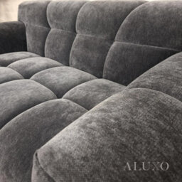 Aluxo Harlem 3 Seater Boucle Sofa Grey Steel Velvet Deep Stitch 5 Year Warranty - thumbnail 5