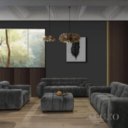 Aluxo Harlem 3 Seater Boucle Sofa Grey Steel Velvet Deep Stitch 5 Year Warranty - thumbnail 8
