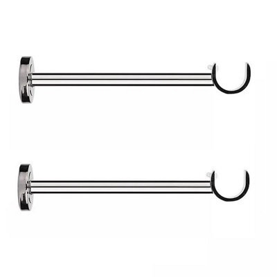 2X Long Curtain Pole Wall Brackets  Polished Nickel Silver Finish 28mm Diameter 21.8Cm Length - image 1