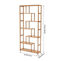 Brown / 99X25.3X175Cm 7 Tier Bookcase Book Shelf Rack Display Storage Shelving Unit Livingroom Bedroom - thumbnail 2