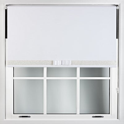 Furnished White Blackout Roller Blind With Decorative White Glitter & White Bow - Trimmable (W)180Cm X (L)210Cm - image 1