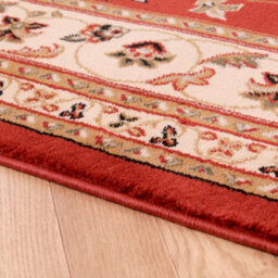 Terracotta Traditional Bordered Floral Easy To Clean Rug For Dining Room Bed Room And Living Room-66 X 230Cm (Runner) - thumbnail 4