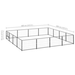 Berkfield Durable Dog Kennel Black 16 M2 Steel - thumbnail 6