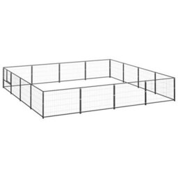 Berkfield Durable Dog Kennel Black 16 M2 Steel - thumbnail 2
