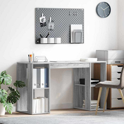 Berkfield Grey Sonoma Computer Desk Grey Sonoma Particle Board Medium - image 1