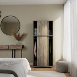 Urbn-Living Urbnliving 180Cm Height 4 Sliding Doors Oak Wardrobe Bedroom Storage Closet Hanging Rail Cupboard Unit - thumbnail 3