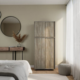 Urbn-Living Urbnliving 180Cm Height 4 Sliding Doors Oak Wardrobe Bedroom Storage Closet Hanging Rail Cupboard Unit - thumbnail 6