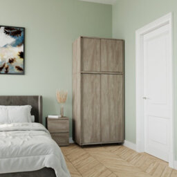 Urbn-Living Urbnliving 180Cm Height 4 Sliding Doors Oak Wardrobe Bedroom Storage Closet Hanging Rail Cupboard Unit - thumbnail 5
