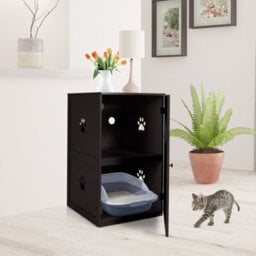 Costway 2-Tier Litter Box Enclosure Cat House Side Storage Cabinet Privacy Cat Washroom - thumbnail 4