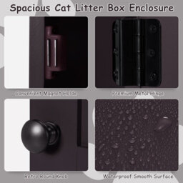 Costway 2-Tier Litter Box Enclosure Cat House Side Storage Cabinet Privacy Cat Washroom - thumbnail 9