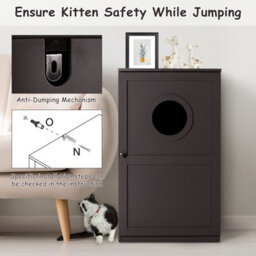 Costway 2-Tier Litter Box Enclosure Cat House Side Storage Cabinet Privacy Cat Washroom - thumbnail 8