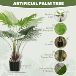 Homcom Artificial Tree Plant With Peva Leaves And Coir For Home Office - thumbnail 4