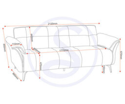 Seconique Amalfi 3 Seater Sofa In Grey Fabric With Metal Legs 2 Man Delivery - thumbnail 8