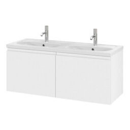 GoodHome Levanna Matt White Wall-Mounted Vanity Unit & Basin Set (W)1200mm (H)480mm - thumbnail 1
