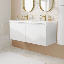GoodHome Levanna Matt White Wall-Mounted Vanity Unit & Basin Set (W)1200mm (H)480mm - thumbnail 7