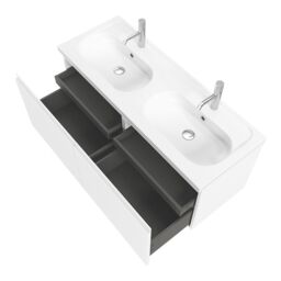 GoodHome Levanna Matt White Wall-Mounted Vanity Unit & Basin Set (W)1200mm (H)480mm - thumbnail 4
