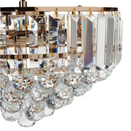Wyld And Coco Glamourlux 49Cm Gold Crystal Chandelier Pendant Lamp - Gloss Metal, Faceted Crystals - thumbnail 5