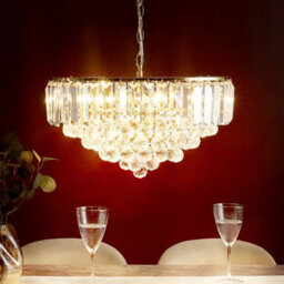 Wyld And Coco Glamourlux 49Cm Gold Crystal Chandelier Pendant Lamp - Gloss Metal, Faceted Crystals - thumbnail 2