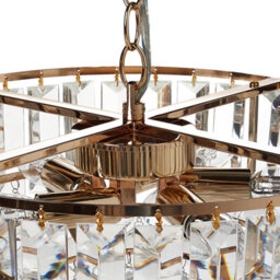Wyld And Coco Glamourlux 49Cm Gold Crystal Chandelier Pendant Lamp - Gloss Metal, Faceted Crystals - thumbnail 4