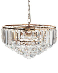 Wyld And Coco Glamourlux 49Cm Gold Crystal Chandelier Pendant Lamp - Gloss Metal, Faceted Crystals - thumbnail 1