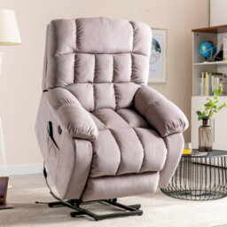 Abrihome Electric Power Lift Recliner Chair Sofa With Massage And Heat Overstuffed Breathable Fabric Reclining - thumbnail 4