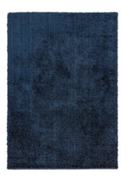 Navy Plain Luxurious Modern Shaggy Easy To Clean For Bedroom Dining Room Living Room -80Cm X 150Cm - thumbnail 5