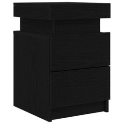 Berkfield Bedside Cabinet With Led Lights Black Oak 35X39X55 Cm - thumbnail 4