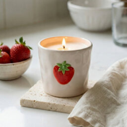 Candlelight White & Red Strawberry Small Jar Candle