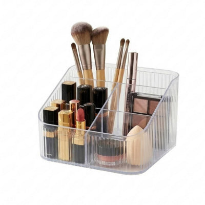 Urbn-Living Clear Plastic Makeup Organiser Cosmetic Storage Holder With 6 Compartments - image 1
