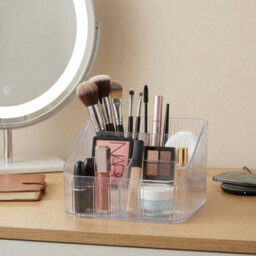 Urbn-Living Clear Plastic Makeup Organiser Cosmetic Storage Holder With 6 Compartments - thumbnail 4