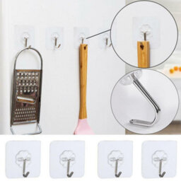4Pcs Self Adhesive Transparent Wall Or Door Hooks For Hanging Clothes Towels Etc - thumbnail 7