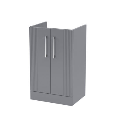 Hudson Reed Deco Floor Standing 2-Door Vanity Unit, Stylish Vanity Unit In Bathroom For Contemporary Interiors, Satin Grey - image 1