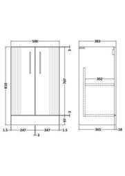 Hudson Reed Deco Floor Standing 2-Door Vanity Unit, Stylish Vanity Unit In Bathroom For Contemporary Interiors, Satin Grey - thumbnail 2