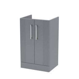 Hudson Reed Deco Floor Standing 2-Door Vanity Unit, Stylish Vanity Unit In Bathroom For Contemporary Interiors, Satin Grey - thumbnail 1