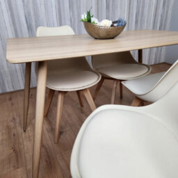 Kosy Koala Oak Effect Rectangle Kitchen Dining Table With 4 Cream Tulip Chairs Table Set Of 4 - thumbnail 3