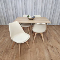 Kosy Koala Oak Effect Rectangle Kitchen Dining Table With 4 Cream Tulip Chairs Table Set Of 4 - thumbnail 7
