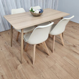 Kosy Koala Oak Effect Rectangle Kitchen Dining Table With 4 Cream Tulip Chairs Table Set Of 4 - thumbnail 2