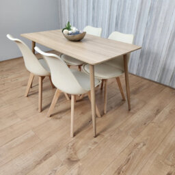 Kosy Koala Oak Effect Rectangle Kitchen Dining Table With 4 Cream Tulip Chairs Table Set Of 4 - thumbnail 5