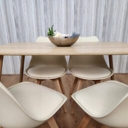 Kosy Koala Oak Effect Rectangle Kitchen Dining Table With 4 Cream Tulip Chairs Table Set Of 4 - thumbnail 8